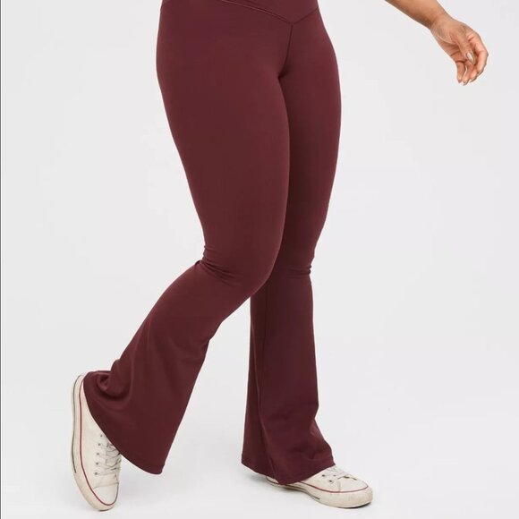 aerie Pants - OFFLINE By Aerie Real Me High Waisted Crossover Flare Legging in Royal Berry XS
